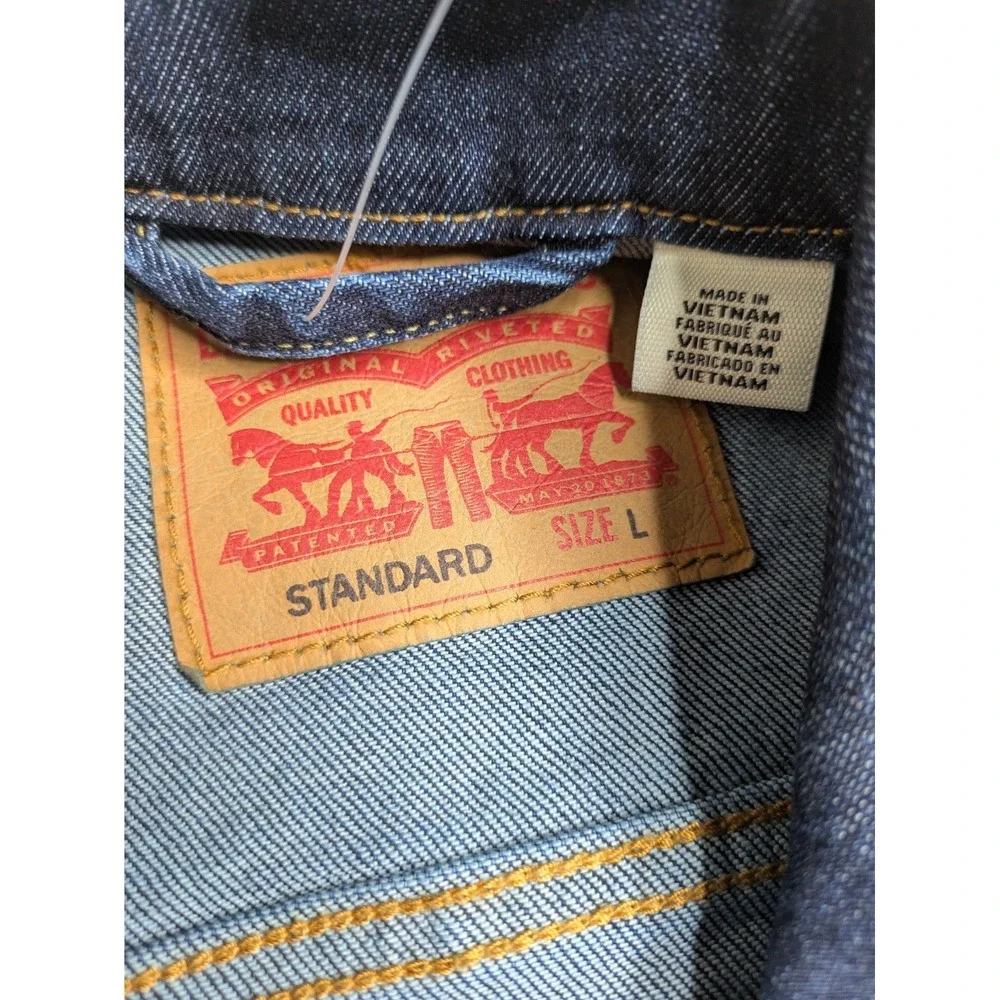 NWT Levis Mens Standard Fit Denim Trucker Jacket Large‎ Dark Wash 723342761